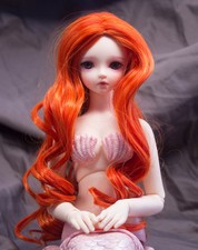 Doll Wig Center Part Wavy Style Naomi - Autumn Orange BJD 6-7" and 8-9" Size