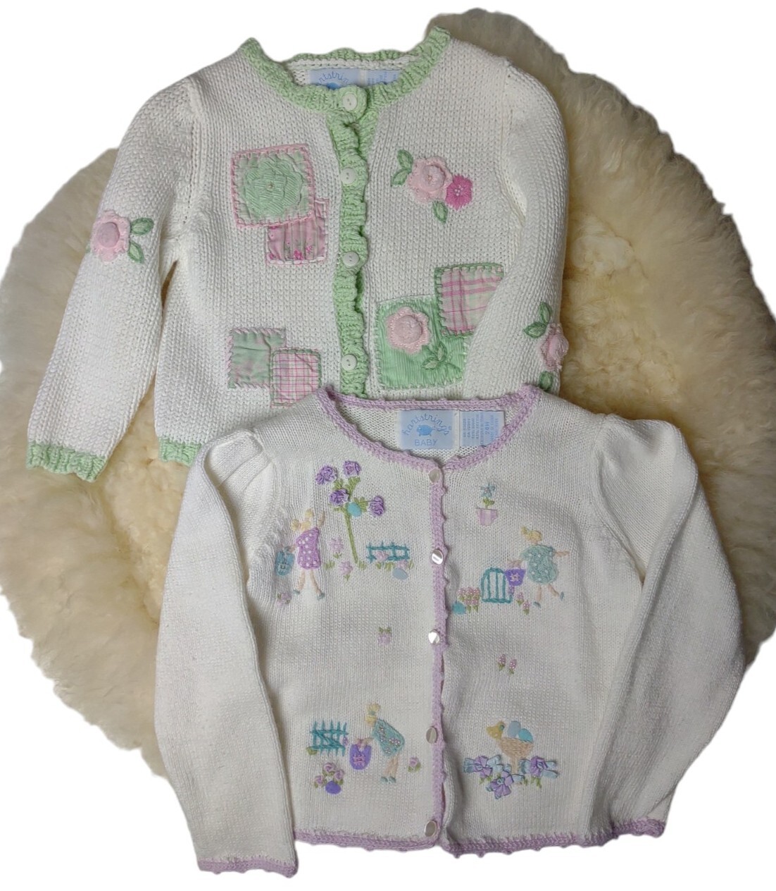 Hartstrings Baby Sweaters Set Of Two 24mos Easter Spring Flowers eBay