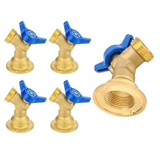 5 PCS EFIELD 1/4Turn BrassValve/Sillcock Bibb &Flange 1/2" Female NPT x 3/4" MHT