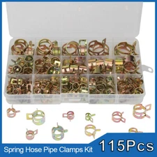 10x Hose Clamps Assortment Kit Steel Spring Clip Water Fuel Tube Air Pipe 115PCS