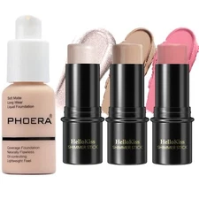 PHOERA Foundation3 PCS Contour Stick Makeup KitShades with Highlighter StickB...