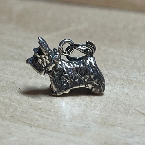 Ciondolo Charm Argento Sterling Scottish Terrier Cane Cucciolo Yorkie Pet - Foto 2 di 5