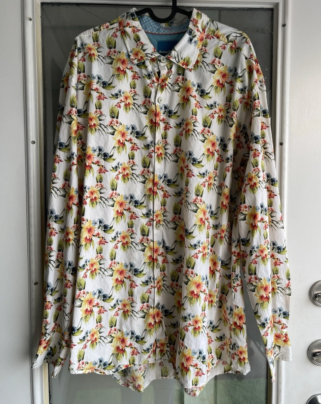 Tommy Bahama Long Sleeve Button Up Silk Cotton Blend Size XXL Tropical Hawaiian