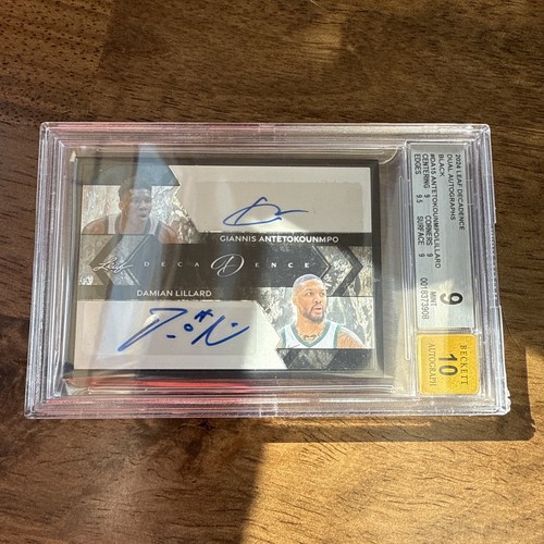 Giannis & Lillard Signed 2024 Leaf Decadence Black *1/1* BGS 9 Auto 10