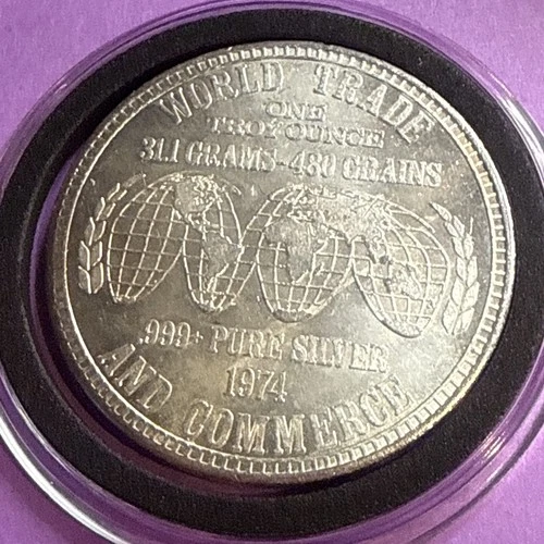 1 oz 1974 World Trade And Commerce USSC .999 + Fine Silver Vintage Round