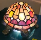 Vintage Tiffany-Style Stained Glass Turtle Accent Lamp - Tested & Working