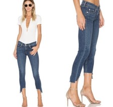 Rag  Bone Mid-Rise Capri Skinny Fray Step Hem Jeans 25 Dark Blue