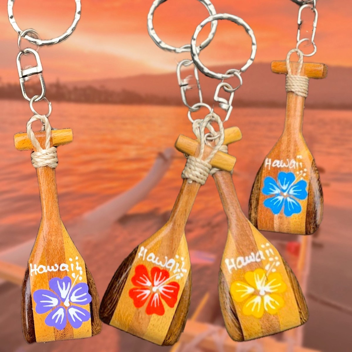 da Hawaiian Store Wood Outrigger Canoe SUP Paddle Key Chain