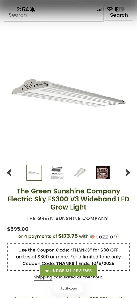 ELECTRIC SKY ES300 V3 Wideband LED Grow Light (330W 100-240-277VAC 50/60Hz) - Image 2 of 4