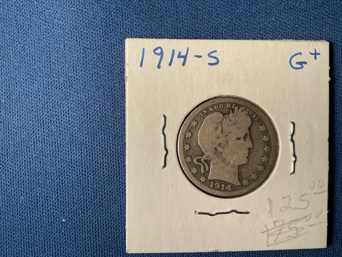 1914-S Barber Quarter Dollar Good Plus With L and Y Showing