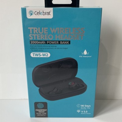 Celebrat True Wireless Stereo Headset mit Ladecase & 2000mah Powerbank