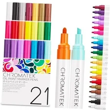 CHROMATEK Dual Tip Oil Based Paint Markers - 21 Colors Permanent 21 Oil Markers
