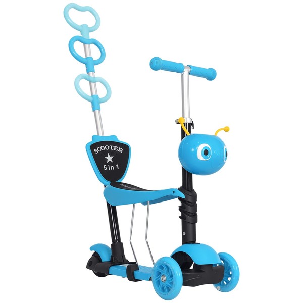 5-In-1 Kinderroller Scooter Tretroller Kickboard HöHenverstellbar Alu Blau-image