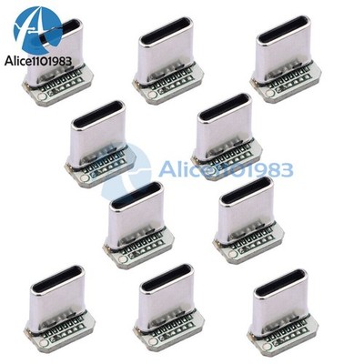 10Pieces USB-C Male Head 5V 16 pin USB Type-C Connector Port Vertical Jack Board