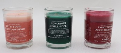 Set of 3 CANDIER Christmas Candles WINE PINOT MISTLETOE 2.25 oz Glass Votives