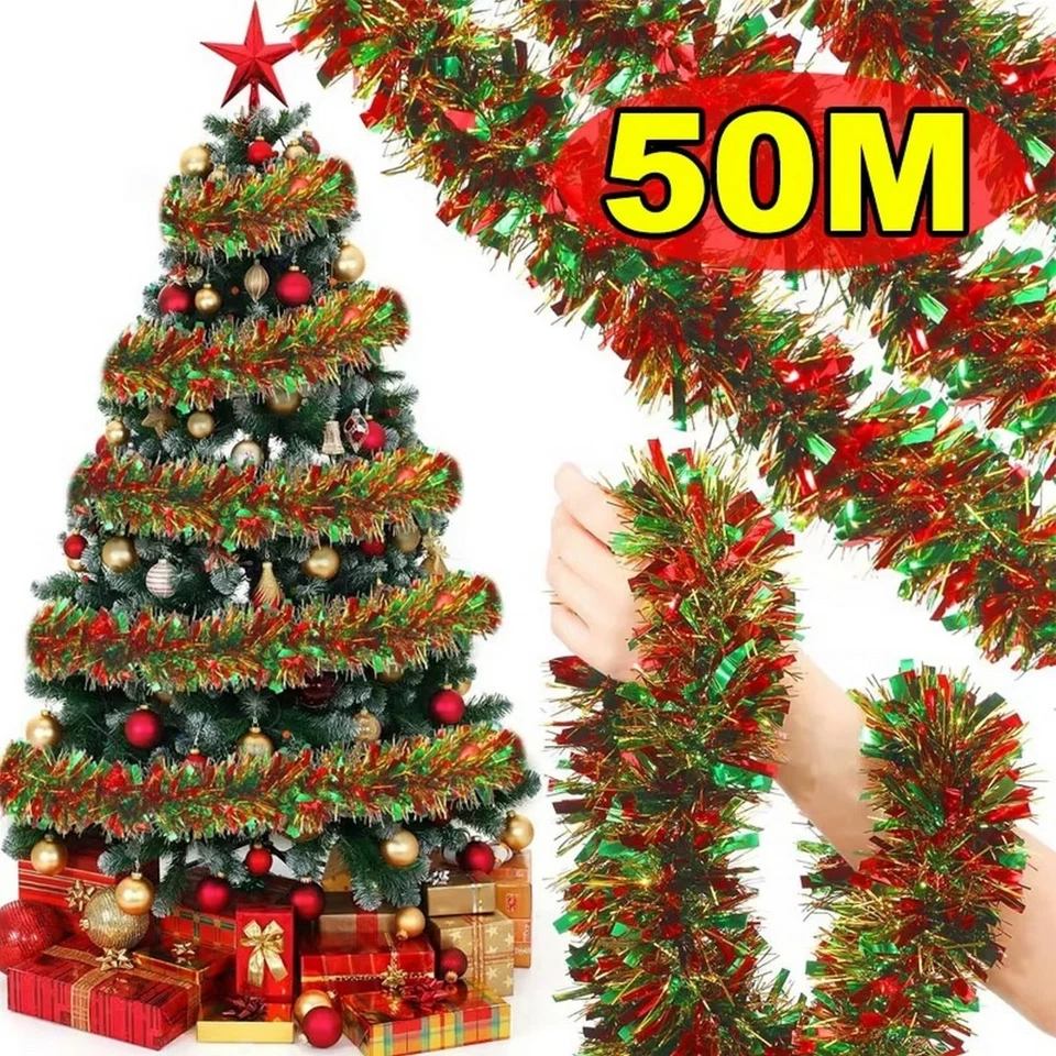 2M/50M Tinsel Chunky Christmas Tree Decoration Home Xmas Garland 20 Colours UK - Image 4 of 4