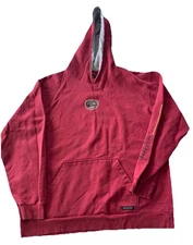 Quicksilver Red Surfing Hoodie Size Medium Vintage Y2K Big Logo Sleeve Hit Rare