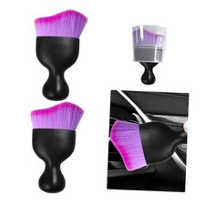 Car Detailing Brush, Curved Soft Bristles Auto Removal 2 PCS Double Purple