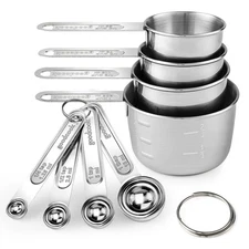 Measuring Cups and Spoons Set (8 Piece), Stainless Steel Measuring，4 Spoo