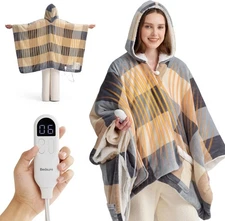 Heated Blanket Wearable Shawl Electric Poncho Hoodie