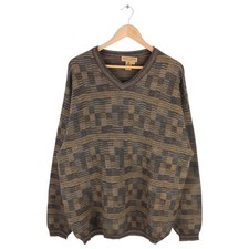 Vintage Tricots St Raphael V Neck Sweater Wool Blend Textured Knit XL