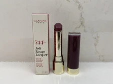 Clarins Joli Rouge Lacquer #744L Plum Lip Balm Full Size NIB