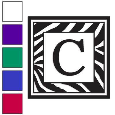 Zebra Font C Initial, Vinyl Decal Sticker, Multiple Colors & Sizes #3291