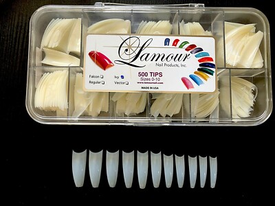 Lamour Ivy Coffin Nail Tips -NATURAL Nail Tips - Box 500 tips USA 