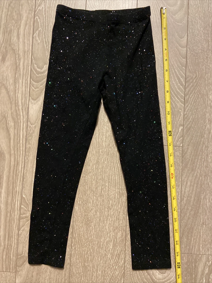 Faded Glory Black Glitter Leggings Girl Youth Kids 6 Pants Bottoms