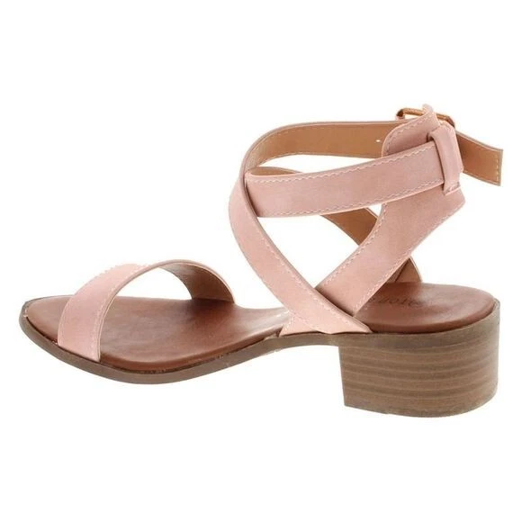 Top Moda Women's Ankle Wrap Adjustable Buckle Stacked Chunky Heel Sandals - Image 4 of 4