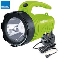 Rechargeable Spotlight Torch 3W Li-ion 200 Lumen Brightness Green Draper 66012