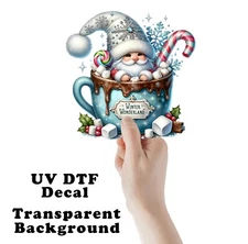 Christmas Winter Wonderland Gnome Hot Cocoa UV DTF Transparent Sticker / Decal