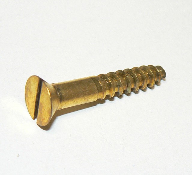 14 x 1 1/2" Solid Brass Wood Screws Flat Head Slotted Drive Lot of