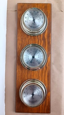 Station météo baromètre thermomètre bois vintage - France