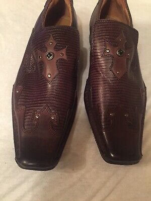 Guess Vintage Leather Shoes Mens Sz 8 Slip On New Brown Authentic | eBay