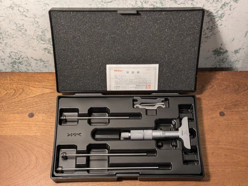 MITUTOYO 0-4 Inch DEPTH MICROMETER SET NO 129-127 w/ CASE