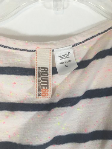 Abito Route 66 XL bianco rosa navy a righe con cintura stile t-shirt morbido elasticizzato - Foto 3 di 14