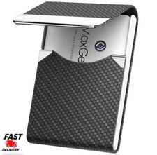 Leather Business Card Holder Metal Slim Pocket Wallet with Magnetic Closure