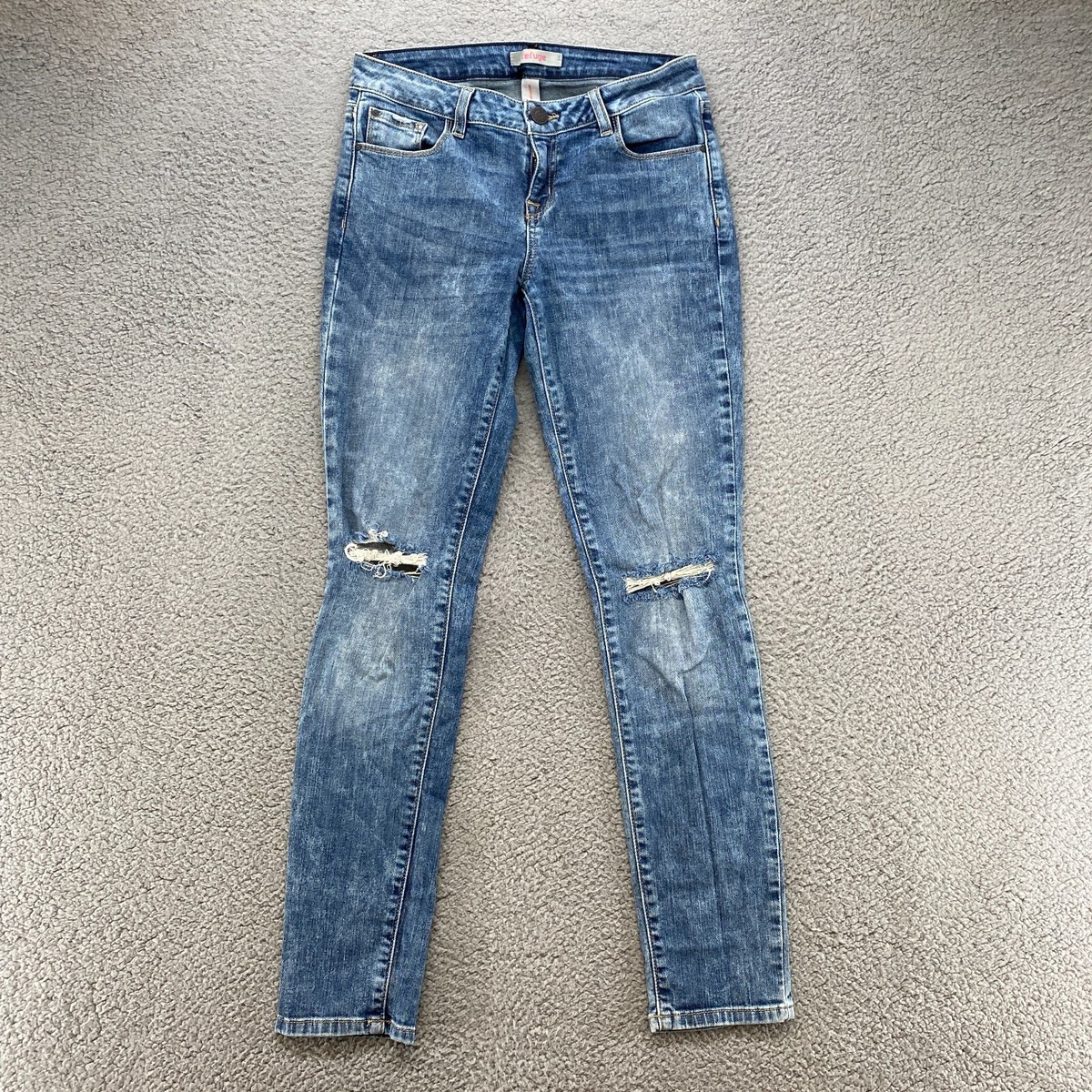 Refuge Skinny Jeans Womens Distressed Mid Rise Cotton Blend