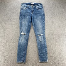 Refuge Skinny Jeans Womens 4 Distressed Mid Rise Cotton Blend Stretch Denim Blue