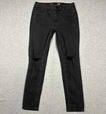 Seven7 Tummyless High-Rise Skinny Denim Jeans Women's Size 10 Distressed Black