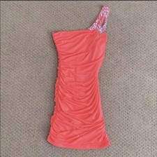 One Shoulder Neon pink prom dress