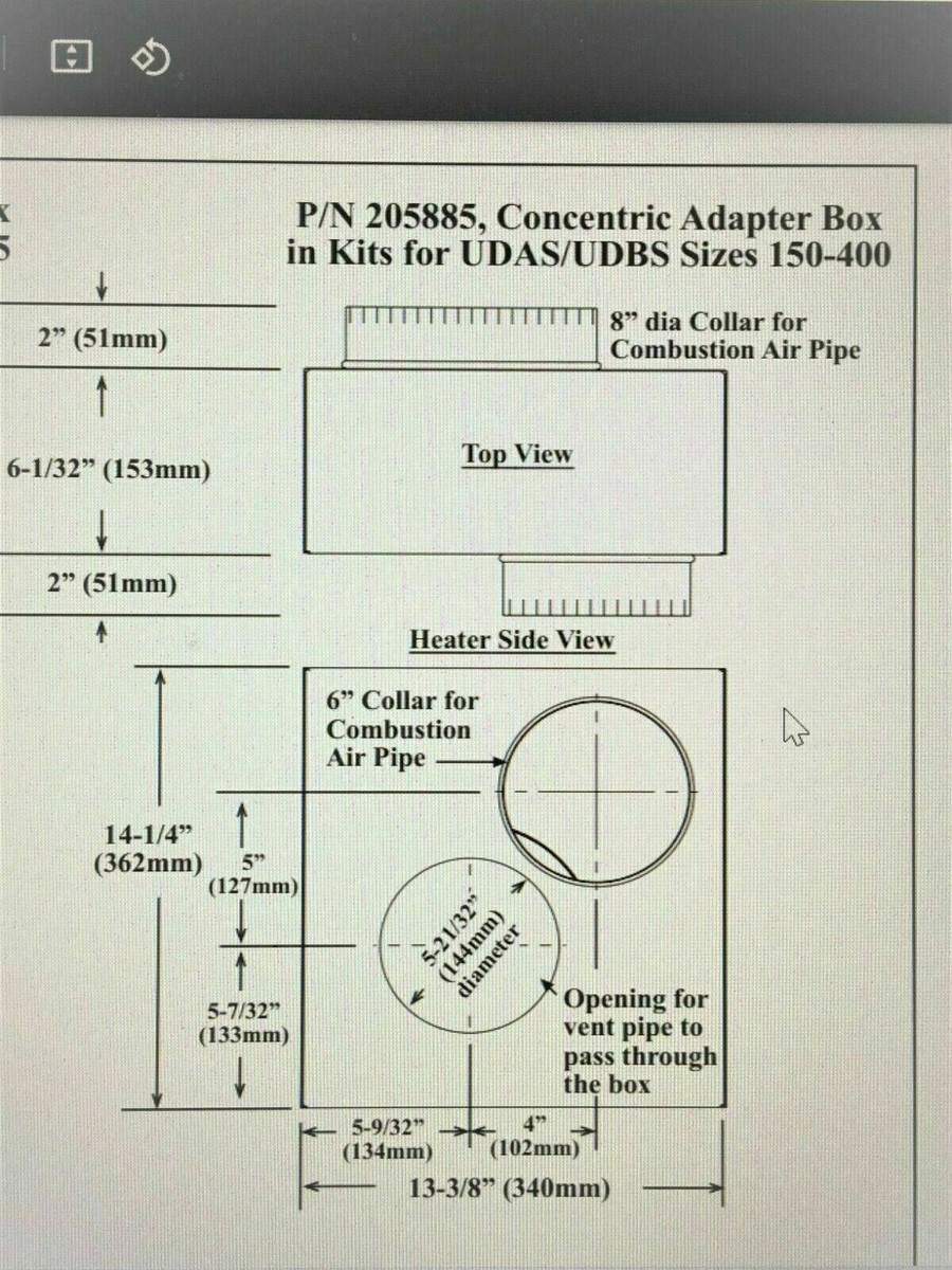 REZNOR P/N 205885, Commercial CONCENTRIC ADAPTER BOX KIT For UDAS/UDBS  150-400 | eBay