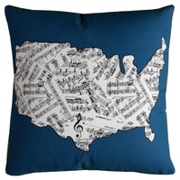 United States Map Sheet Music Throw Pillow - (20x20) - Rizzy Home on sale United States Map Sheet Music Throw Pillow - (20x20) - Rizzy Home on sale