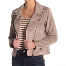 BLANKNYC Faux Suede Moto Jacket Mushroom size M Medium NWT $98