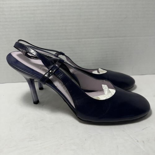 Women’s dark Blue Purple leather Gianni Bini slingback heels Pumps Sz 8M G-5 - Picture 4 of 4