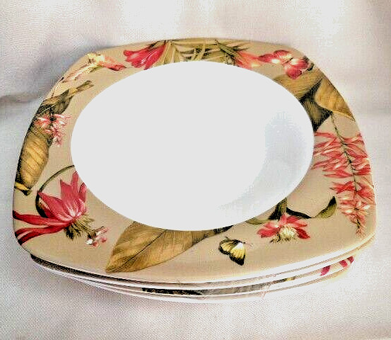 222 Fifth ANTIGUA 8 Piece Porcelain Bowl Set, Hummingbirds Flowers EUC