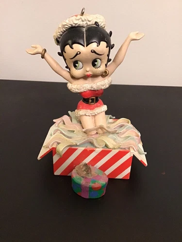 Vintage Carlton Cards Betty Boop Surprise Christmas Ornament Works 1997