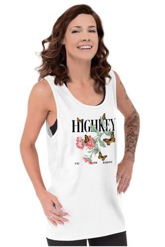 Cute Highkey Butterflies Flowers Barcode Womens Tank Top Sleeveless Shirts - Picture 4 of 7