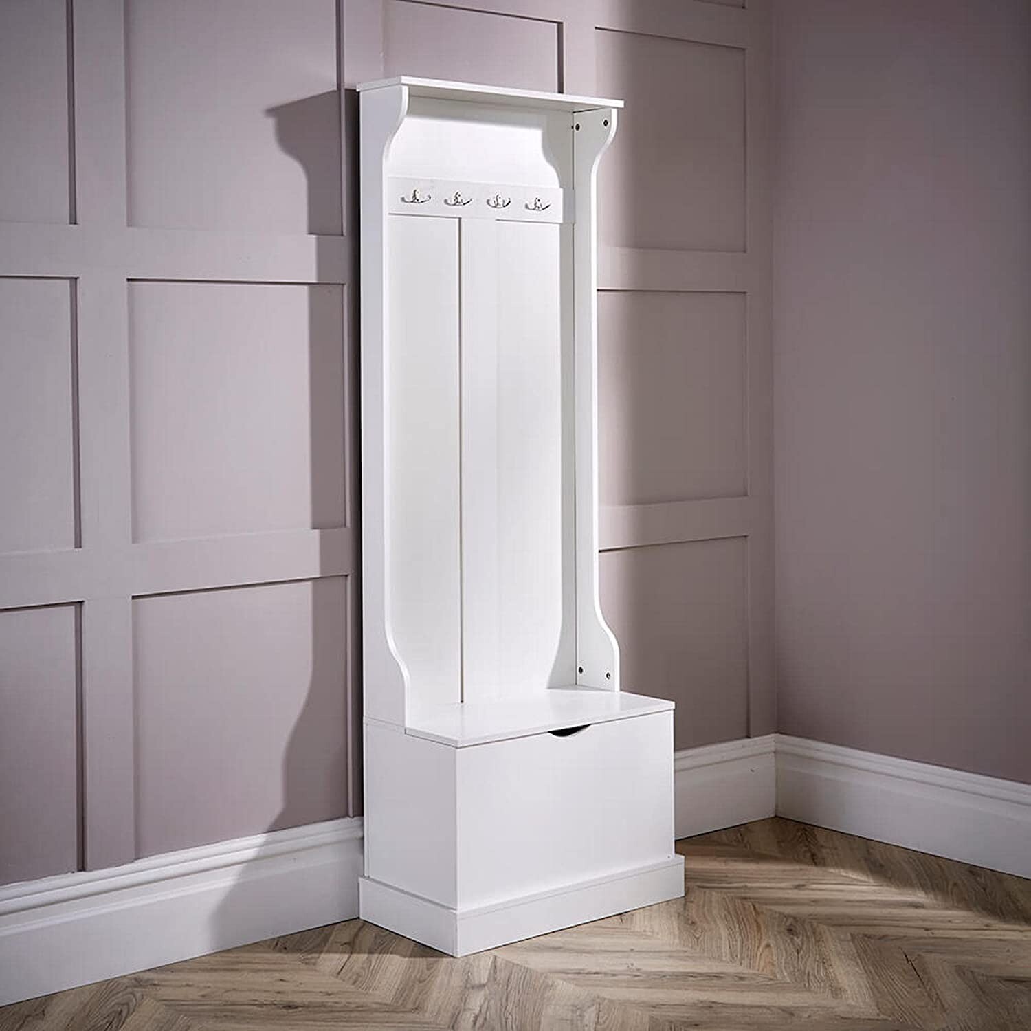 Coat Stand Shoe Rack Wooden White Hallway Bench Hall Tree Clothes